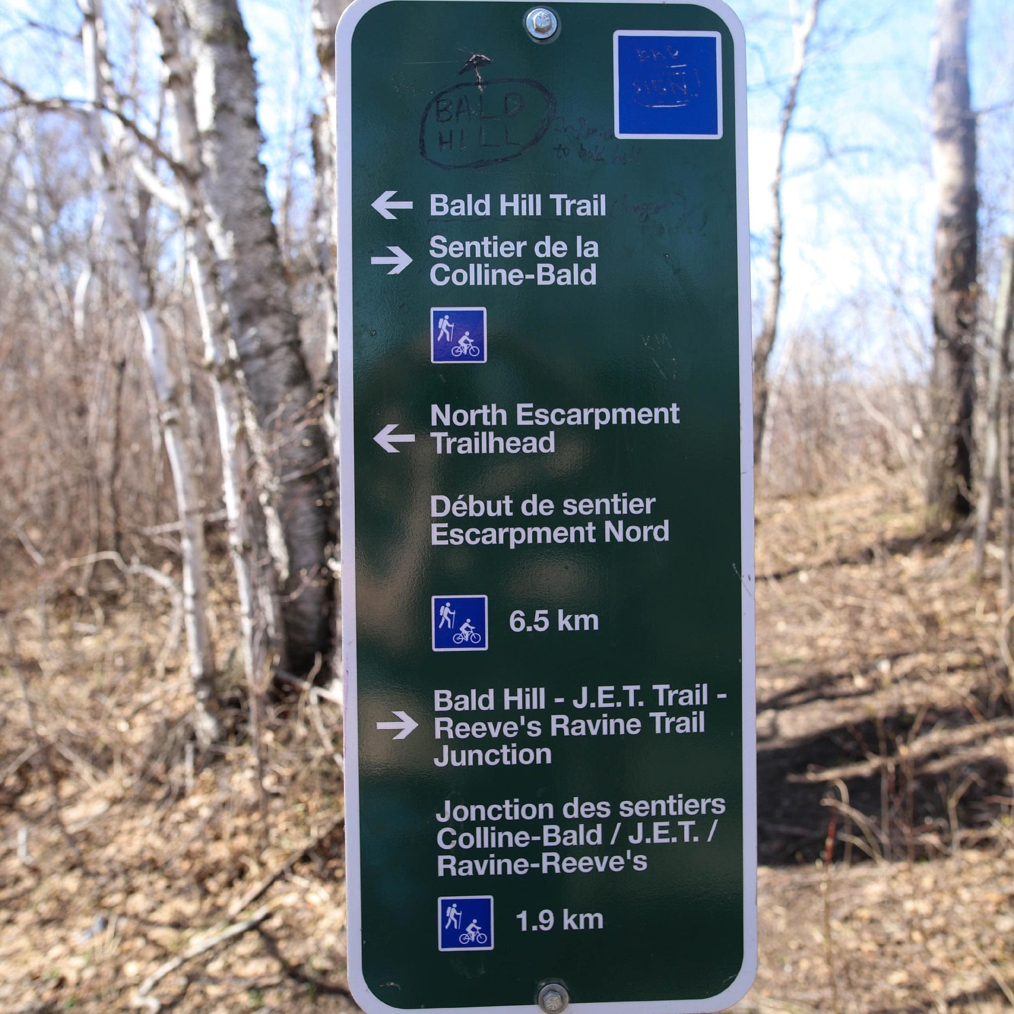 Bald Hill Trail sign